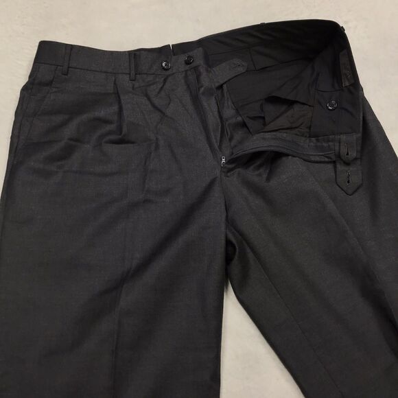 CORNELIANI Forro Pants Men Black 54(36x32) 100% Pure Virgin Wool Cuffed Dress - Picture 4 of 15